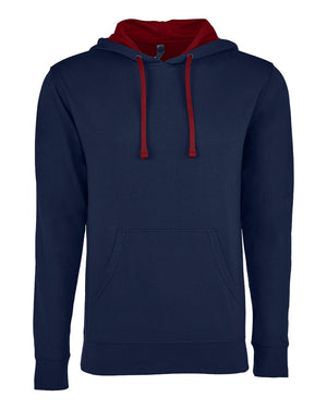 Next Level 9301 Unisex Laguna Hoodie Sweatshirt in Midnight Navy/ Cardinal — supplier front view