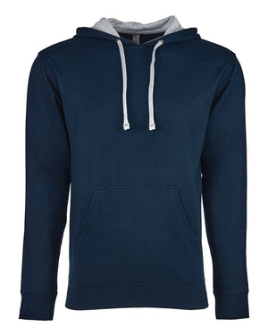 Next Level 9301 Unisex Laguna Hoodie Sweatshirt in Midnight Navy/ Heather Grey — supplier front view