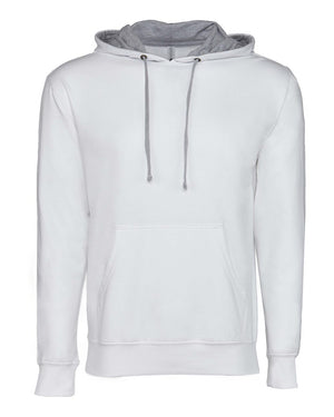 Next Level 9301 Unisex Laguna Hoodie Sweatshirt in White/ Heather Grey — supplier front view