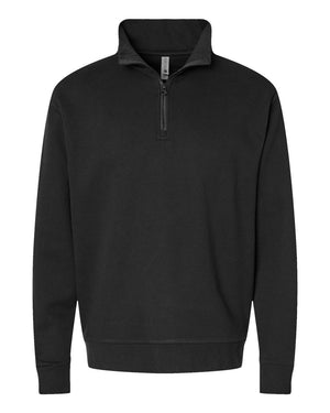 Next Level 9643 Unisex Fleece Quarter-Zip Pullover in Black — supplier front view