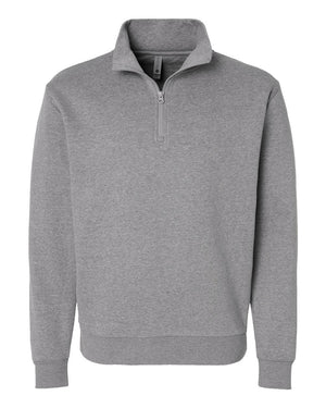 Next Level 9643 Unisex Fleece Quarter-Zip Pullover in Heather Grey — supplier front view