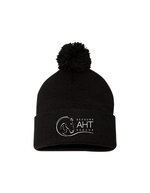Embroidered A Horse Tale Cuffed Toque With Pom Pom