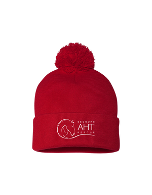 Embroidered A Horse Tale Cuffed Toque With Pom Pom