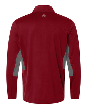 Puma Golf 628858 Men's Pure 2.0 Quarter-Zip — back - Dark Crimson/ Slate Sky