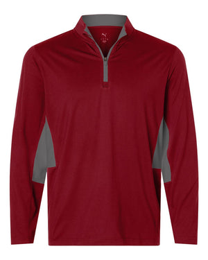 Puma Golf 628858 Men's Pure 2.0 Quarter-Zip — front - Dark Crimson/ Slate Sky