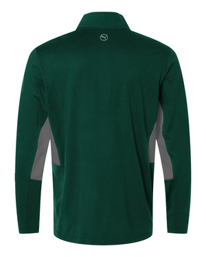 Puma Golf 628858 Men's Pure 2.0 Quarter-Zip — back - Dark Myrtle/ Slate Sky