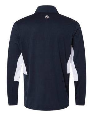 Puma Golf 628858 Men's Pure 2.0 Quarter-Zip — back - Deep Navy/ White Glow