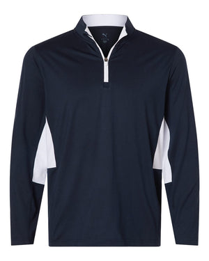 Puma Golf 628858 Men's Pure 2.0 Quarter-Zip — front - Deep Navy/ White Glow