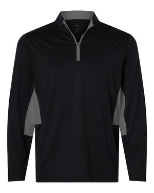 Puma Golf 628858 Men's Pure 2.0 Quarter-Zip — front - Puma Black/ Slate Sky