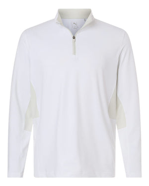 Puma Golf 628858 Men's Pure 2.0 Quarter-Zip — front - White Glow/ Sedate Grey
