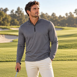 Puma Golf 631059 Men's Icon 2.0 Quarter-Zip — Slate Sky — luxury golf course lifestyle