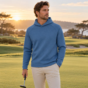 Puma Golf 638594 Men's Pebble Hooded Pullover — Blue Horizon — luxury golf course lifestyle