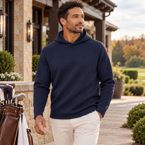 Puma Golf 638594 Men's Pebble Hooded Pullover — Deep Navy — luxury golf clubhouse lifestyle