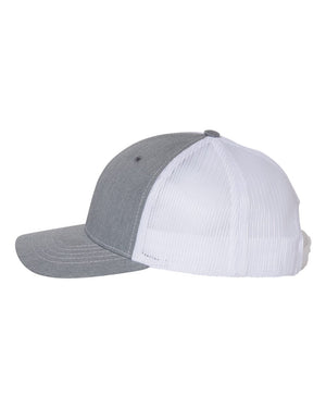Richardson 112Y Youth Trucker Snapback Cap in Heather Grey / White – side view