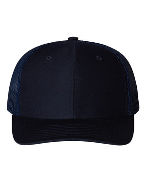 Richardson 112Y Youth Trucker Snapback Cap in Navy – front view