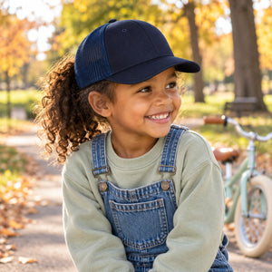 Richardson 112Y Youth Trucker Snapback Cap in Navy – lifestyle view 2