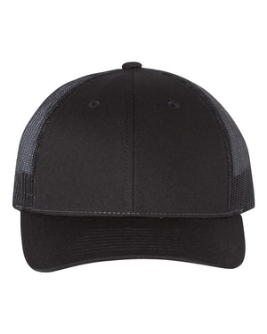 Richardson 115 Low Pro Trucker Cap in Black – front view