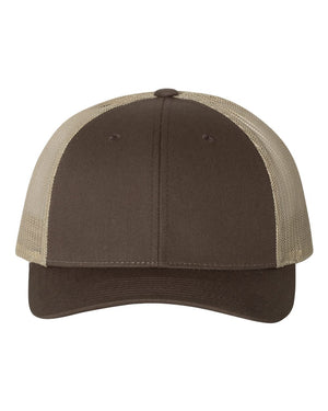Richardson 115 Low Pro Trucker Cap in Brown / Khaki – front view