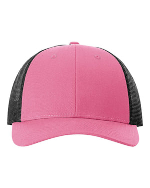 Richardson 115 Low Pro Trucker Cap in Hot Pink / Black – front view