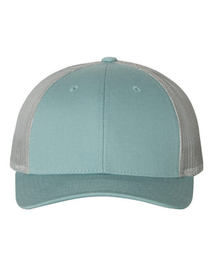 Richardson 115 Low Pro Trucker Cap in Smoke Blue / Aluminum – front view