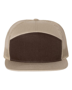 Richardson 168 Seven-Panel Trucker Cap in Brown / Khaki – front view