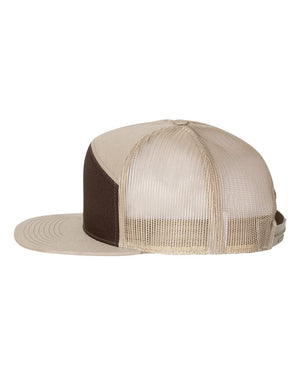 Richardson 168 Seven-Panel Trucker Cap in Brown / Khaki – side view