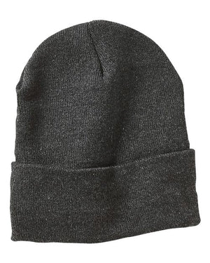 Sportsman SP12SL 12-inch Sherpa-Lined Cuffed Beanie front view - Heather Charcoal