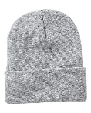 Sportsman SP12SL 12-inch Sherpa-Lined Cuffed Beanie front view - Heather Grey