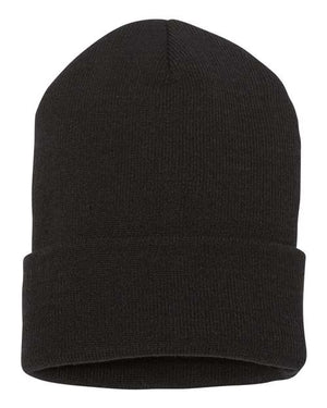 YP Classics 1501KC Cuffed Beanie back view - Black