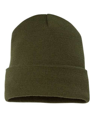YP Classics 1501KC Cuffed Beanie back view - Olive