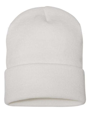 YP Classics 1501KC Cuffed Beanie front view - White